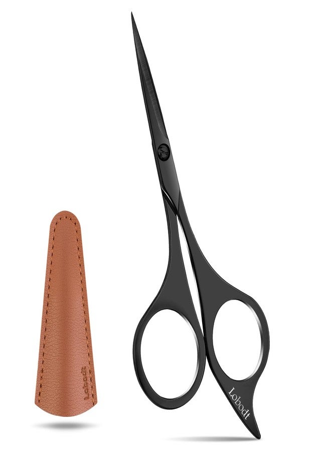 Lobodt Professional beard scissors, 4.9-inch (black) small pointed stainless steel hairdressing scissors, Moustache Trimming，suitable for personal care and beauty of both men and women - Image 1